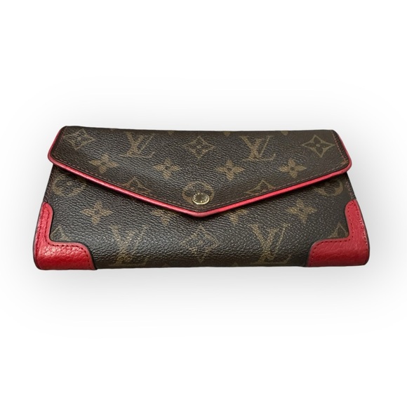 LOUIS VUITTON Monogram Portefeuille Sarah Retiro Long Bifold Wallet, Red - Picture 2 of 15